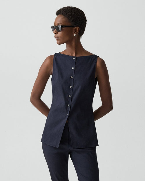 Boatneck Cutaway Top in Good Linen