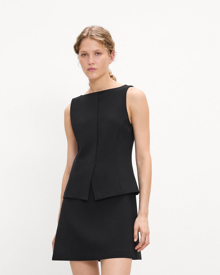 Boatneck Mini Dress in Admiral Crepe