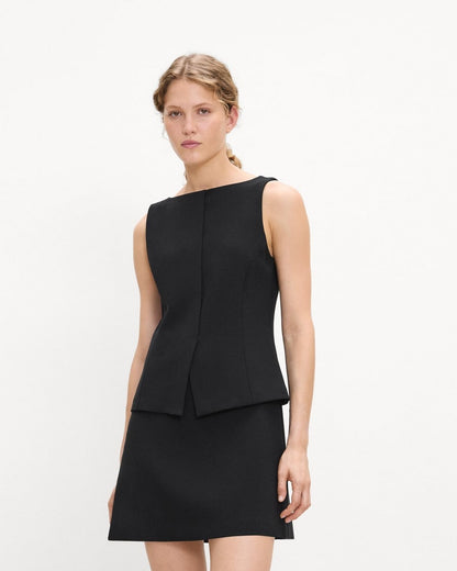 Boatneck Mini Dress in Admiral Crepe