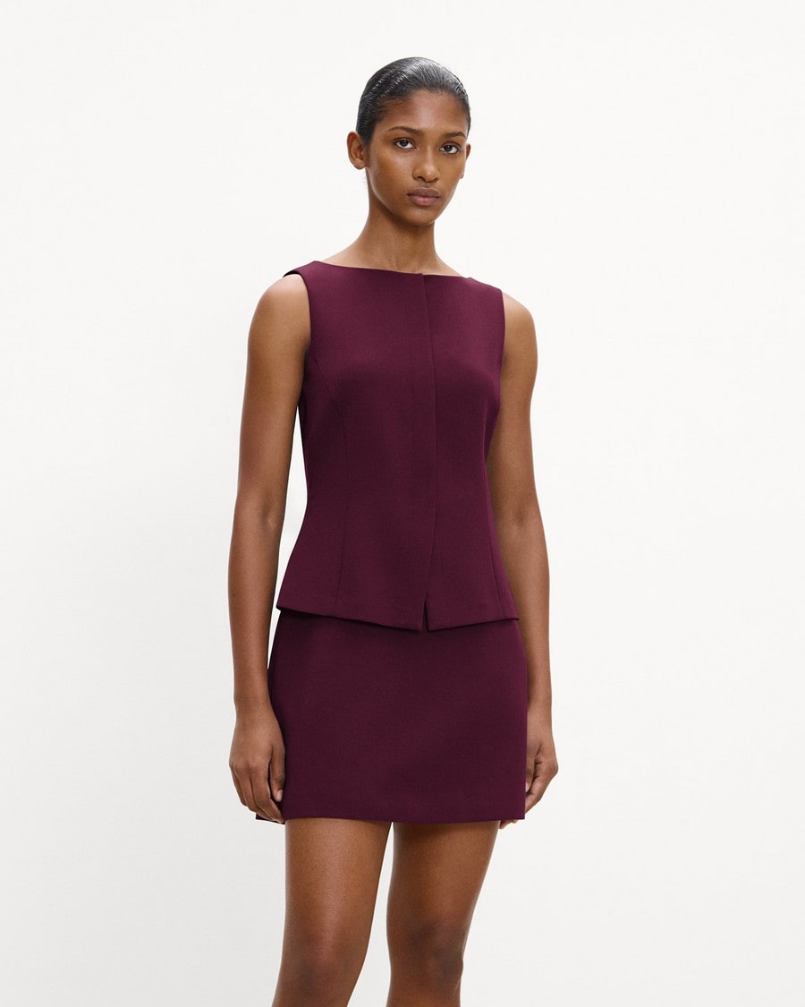 Boatneck Mini Dress in Admiral Crepe