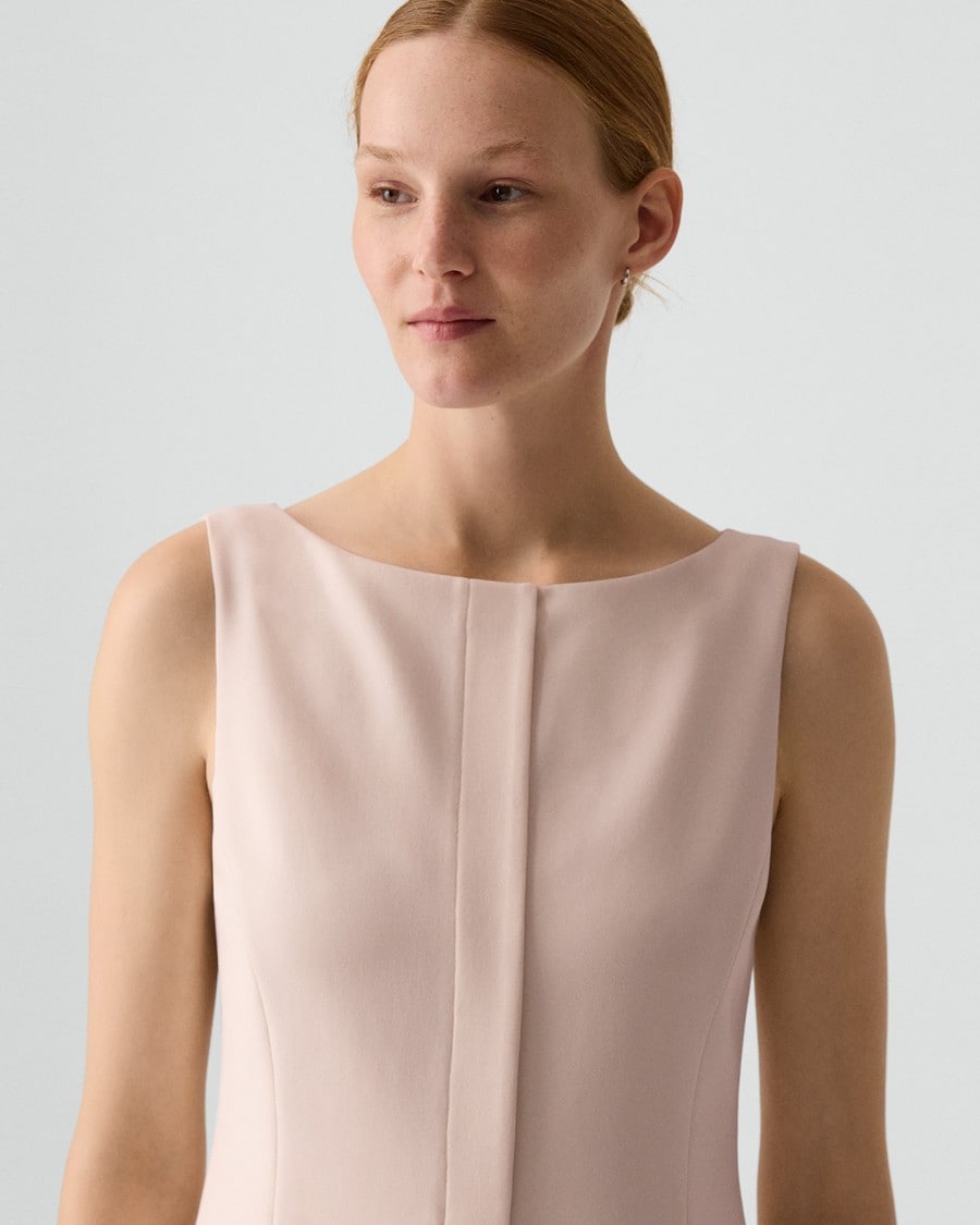 Boatneck Mini Dress in Admiral Crepe