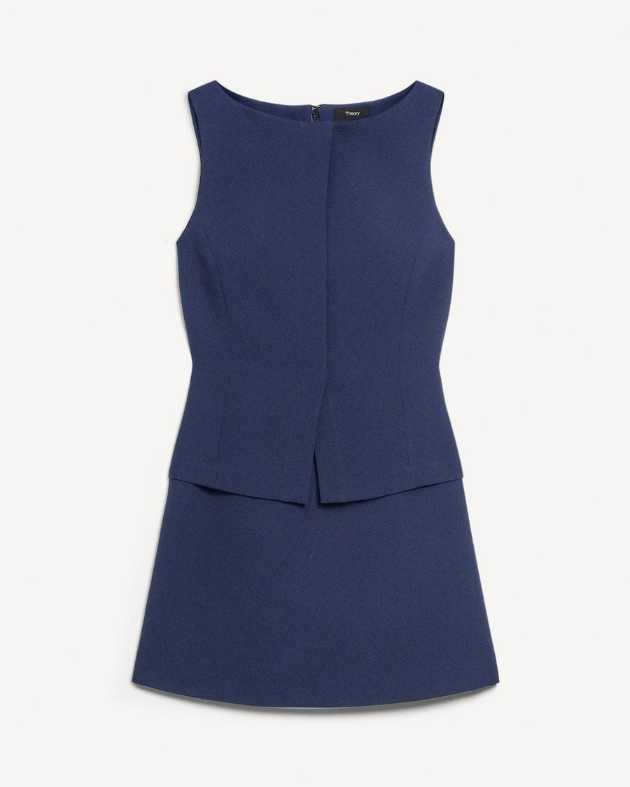 Boatneck Mini Dress in Admiral Crepe