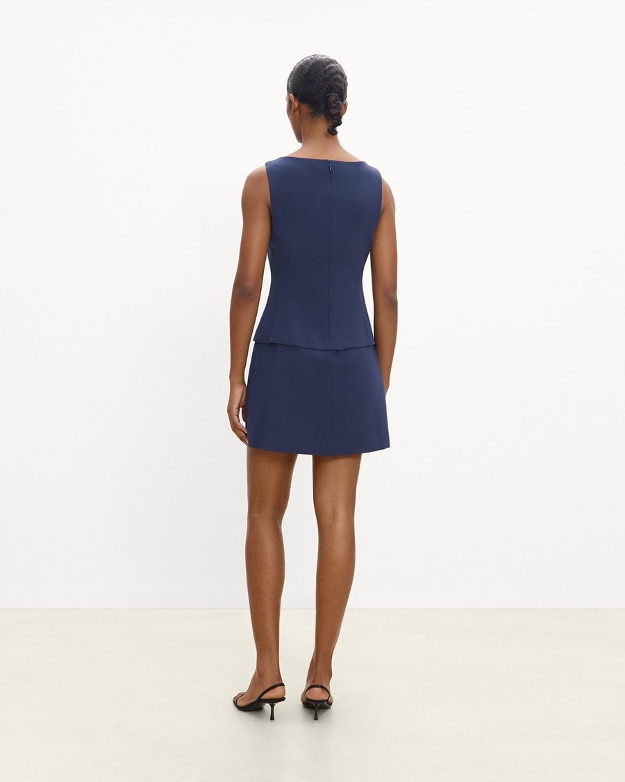 Boatneck Mini Dress in Admiral Crepe