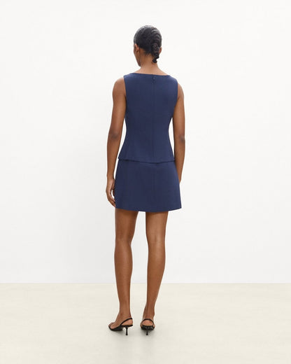 Boatneck Mini Dress in Admiral Crepe