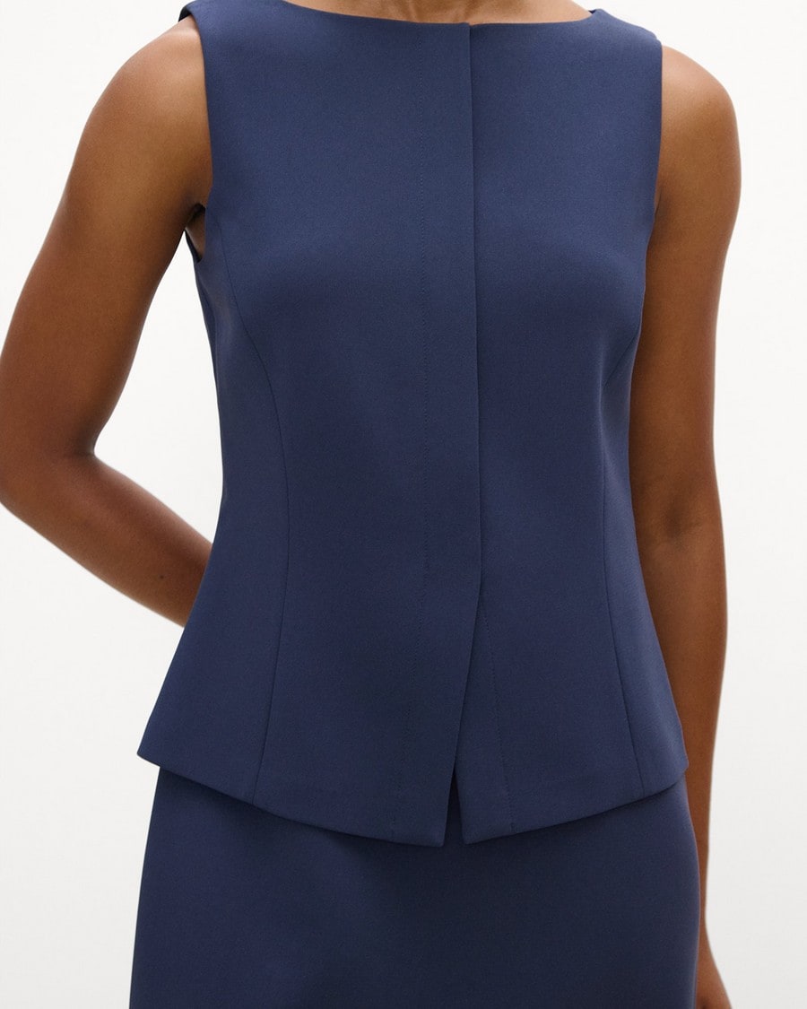 Boatneck Mini Dress in Admiral Crepe