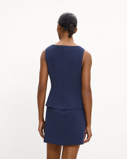 Boatneck Mini Dress in Admiral Crepe
