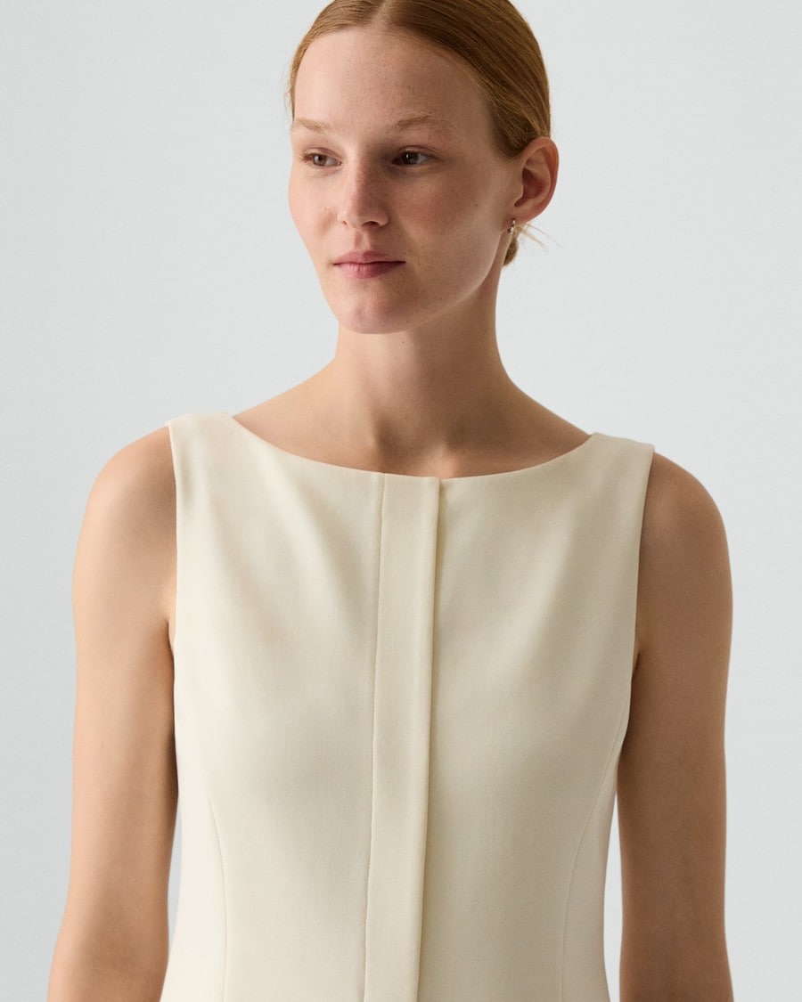 Boatneck Mini Dress in Admiral Crepe