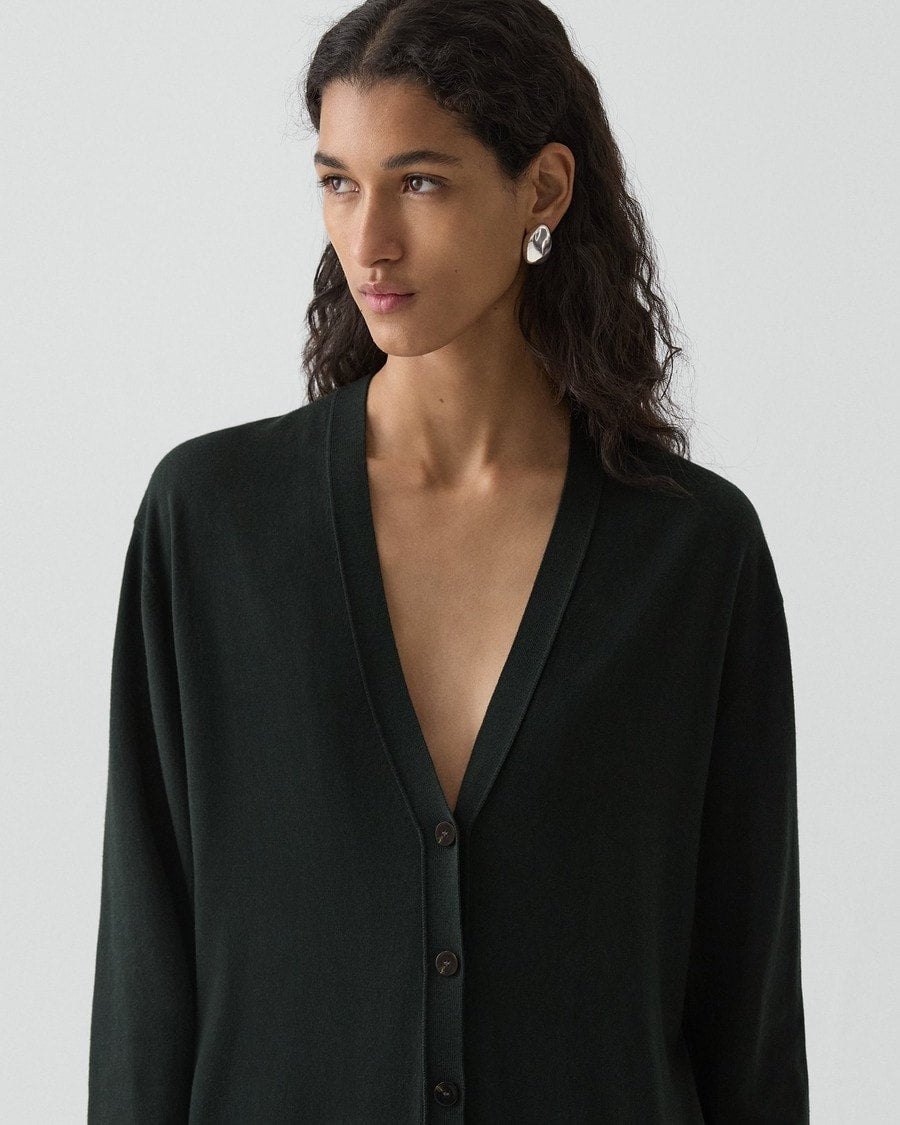 Relaxed V-Neck Cardigan in Regal Wool
