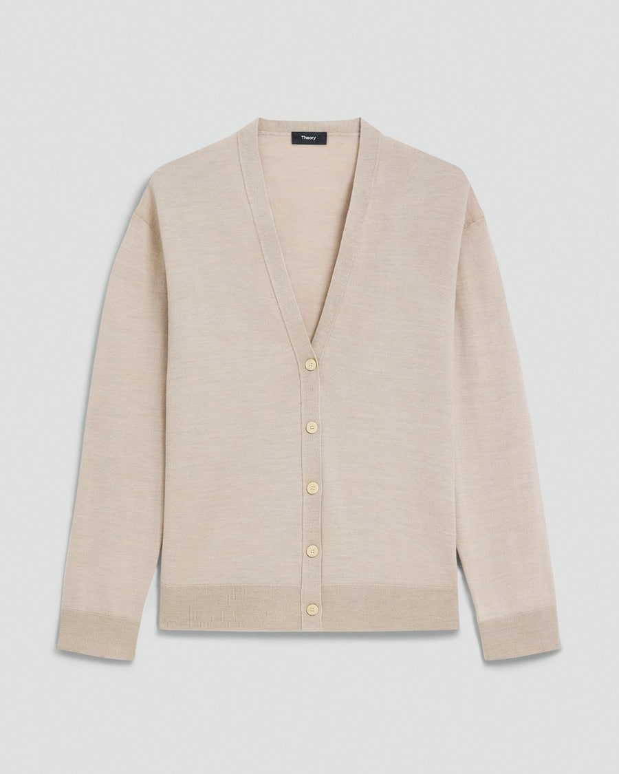 Relaxed V-Neck Cardigan in Regal Wool