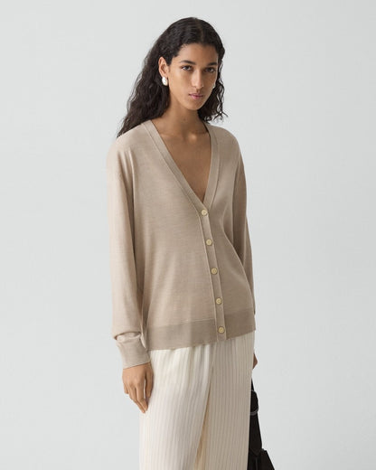 Relaxed V-Neck Cardigan in Regal Wool