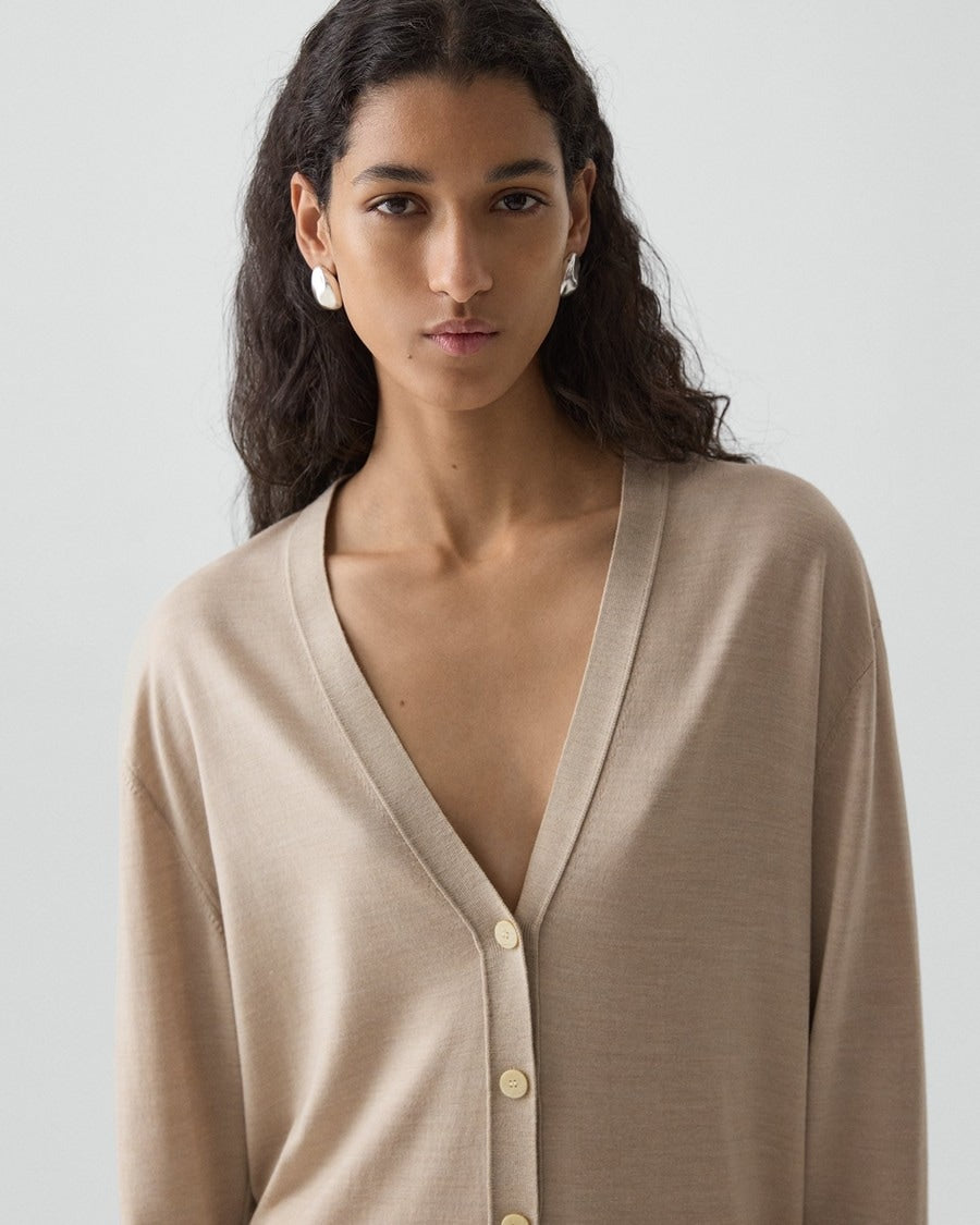 Relaxed V-Neck Cardigan in Regal Wool