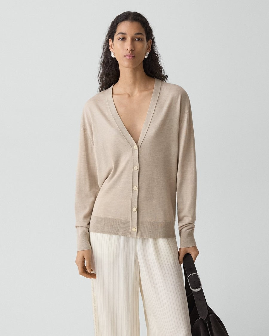 Relaxed V-Neck Cardigan in Regal Wool