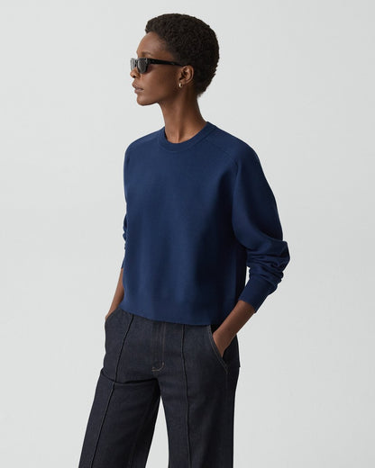Cropped Crewneck Sweater in Light Bilen