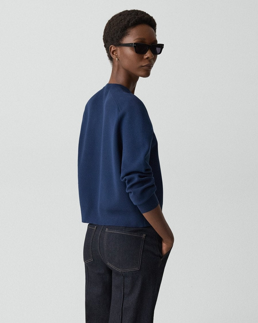 Cropped Crewneck Sweater in Light Bilen