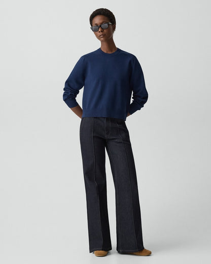 Cropped Crewneck Sweater in Light Bilen