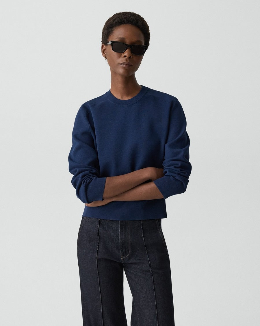 Cropped Crewneck Sweater in Light Bilen