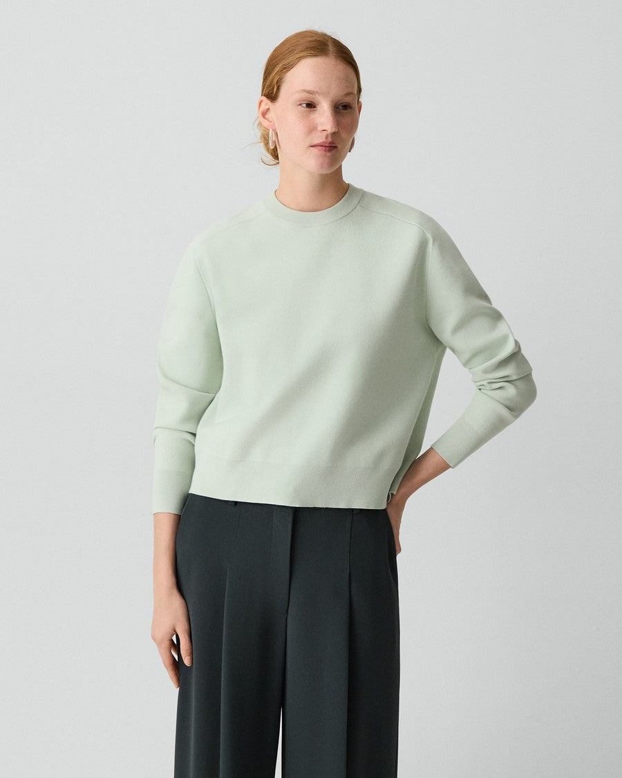 Cropped Crewneck Sweater in Light Bilen