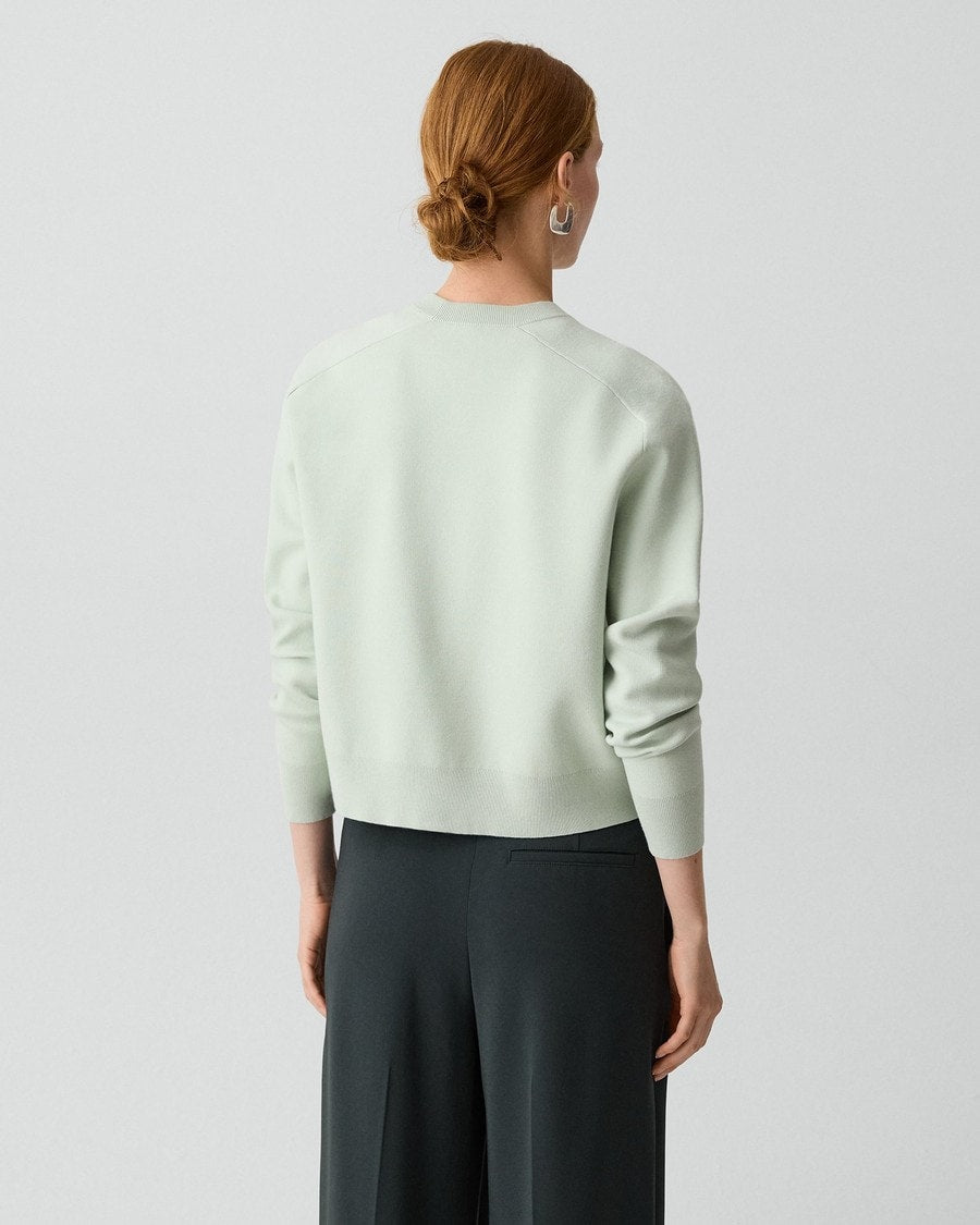 Cropped Crewneck Sweater in Light Bilen
