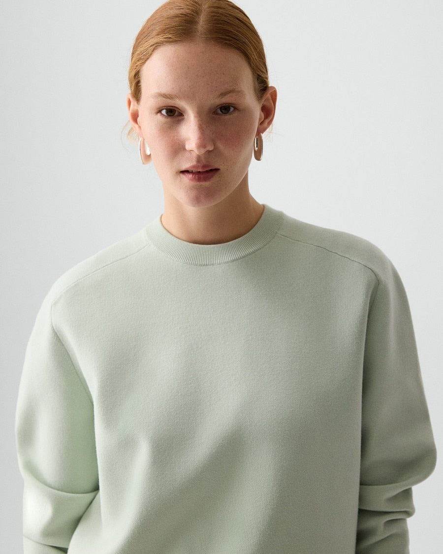 Cropped Crewneck Sweater in Light Bilen