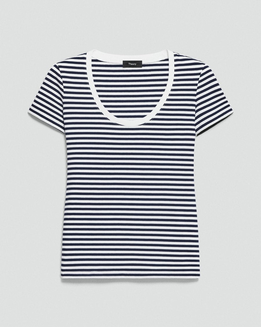 Scoop Neck Tee in Jersey Stripe