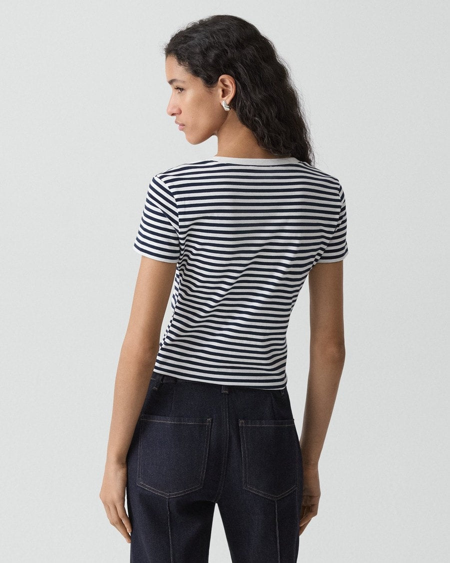 Scoop Neck Tee in Jersey Stripe