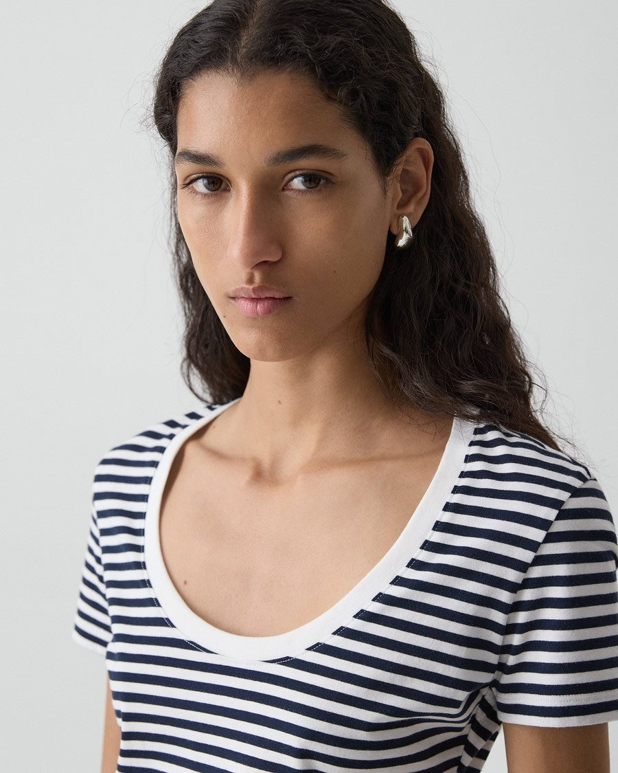 Scoop Neck Tee in Jersey Stripe