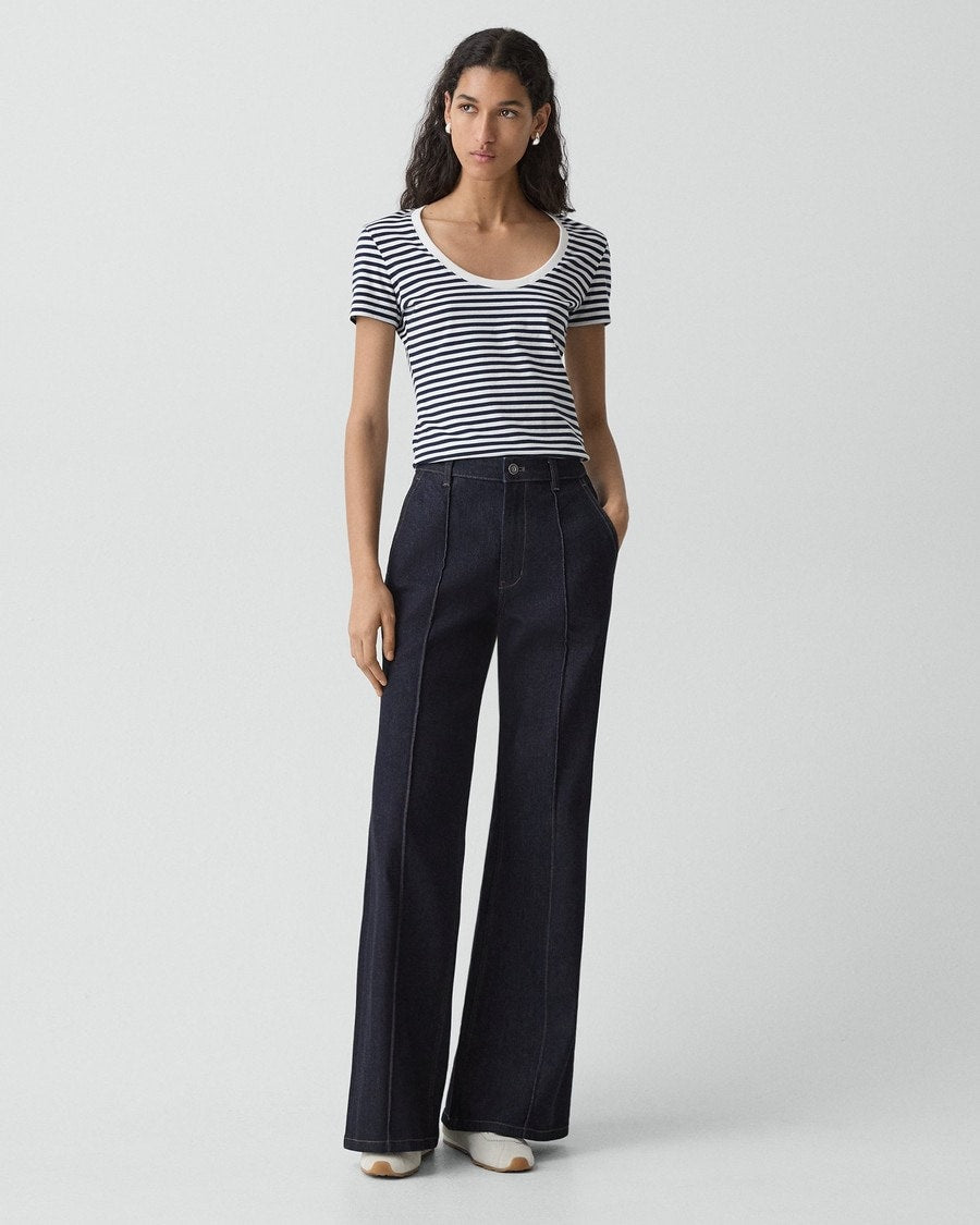 Scoop Neck Tee in Jersey Stripe
