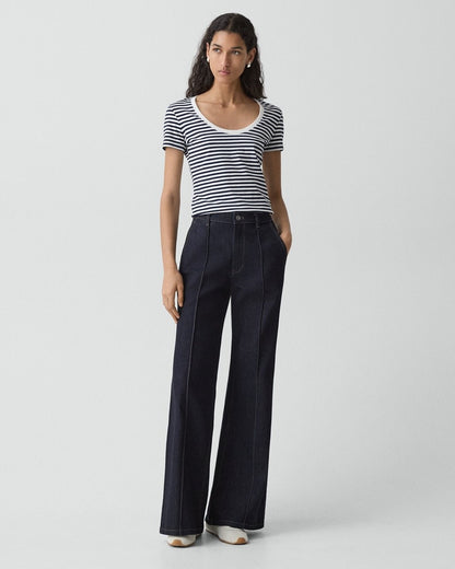 Scoop Neck Tee in Jersey Stripe