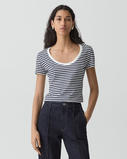 Scoop Neck Tee in Jersey Stripe