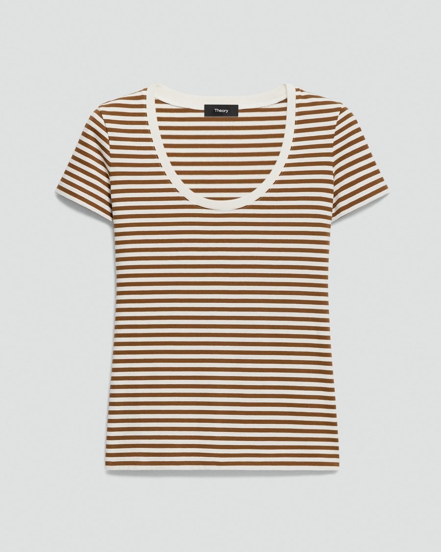 Scoop Neck Tee in Jersey Stripe