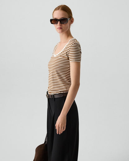 Scoop Neck Tee in Jersey Stripe