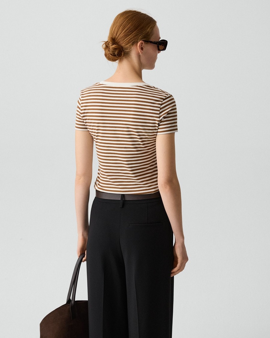 Scoop Neck Tee in Jersey Stripe