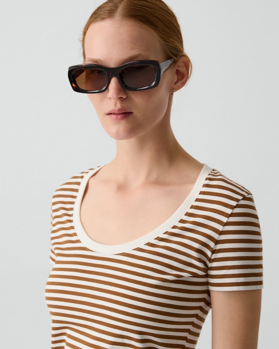 Scoop Neck Tee in Jersey Stripe