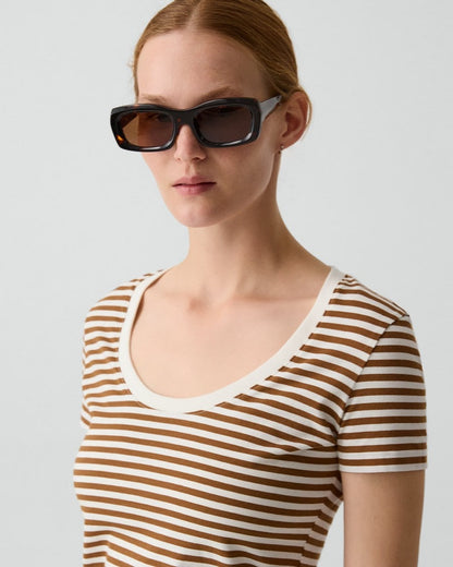 Scoop Neck Tee in Jersey Stripe