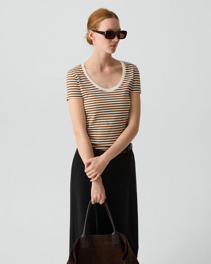 Scoop Neck Tee in Jersey Stripe