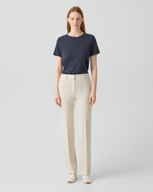Flared Pant in Striped Crepe Jersey