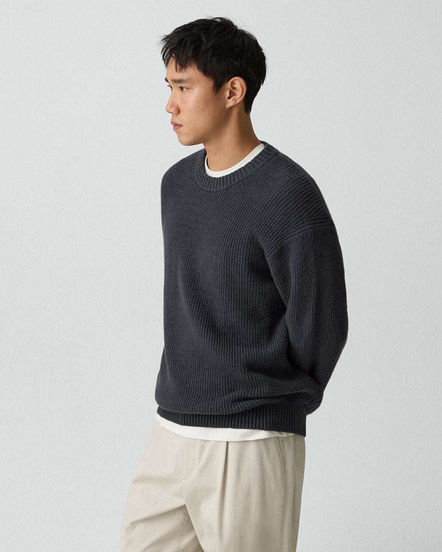 Crewneck Sweater in Cotton Silk Slub