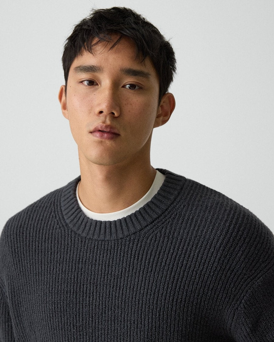 Crewneck Sweater in Cotton Silk Slub