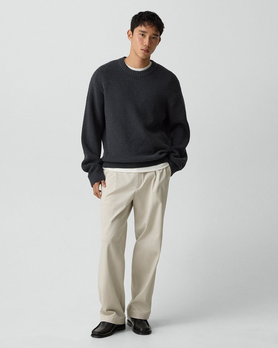 Crewneck Sweater in Cotton Silk Slub