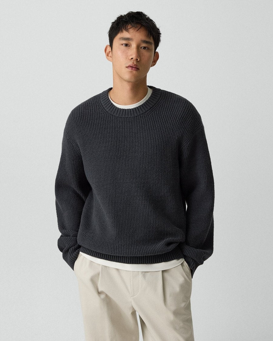 Crewneck Sweater in Cotton Silk Slub