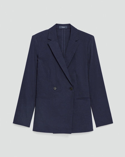 Vented Double-Breasted Blazer in Good Linen