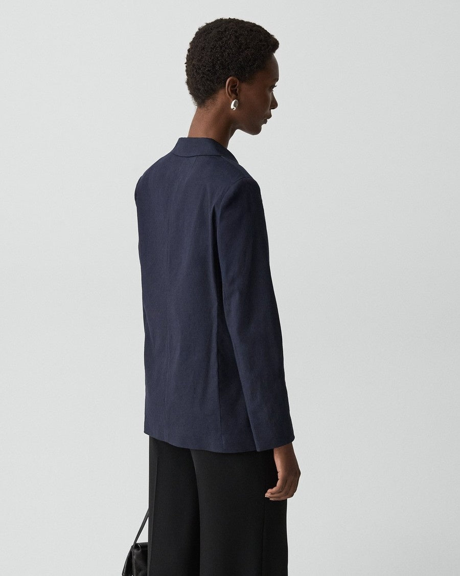 Vented Double-Breasted Blazer in Good Linen