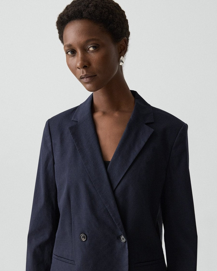 Vented Double-Breasted Blazer in Good Linen