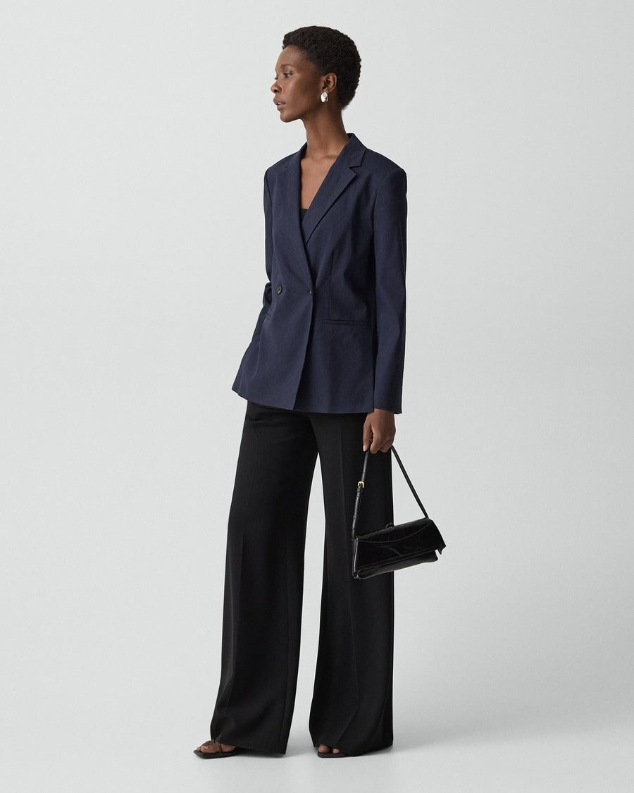 Vented Double-Breasted Blazer in Good Linen