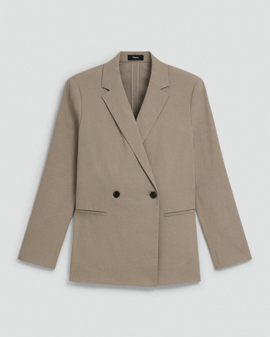 Vented Double-Breasted Blazer in Good Linen