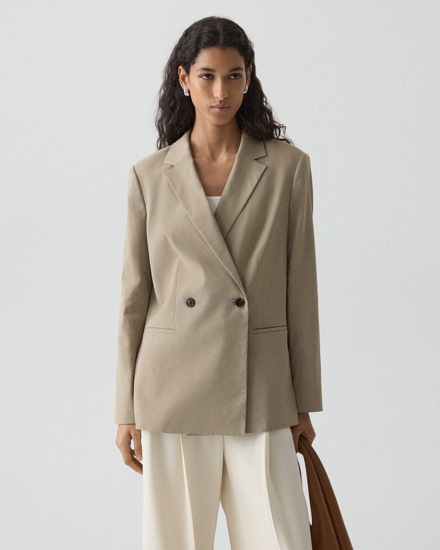 Vented Double-Breasted Blazer in Good Linen