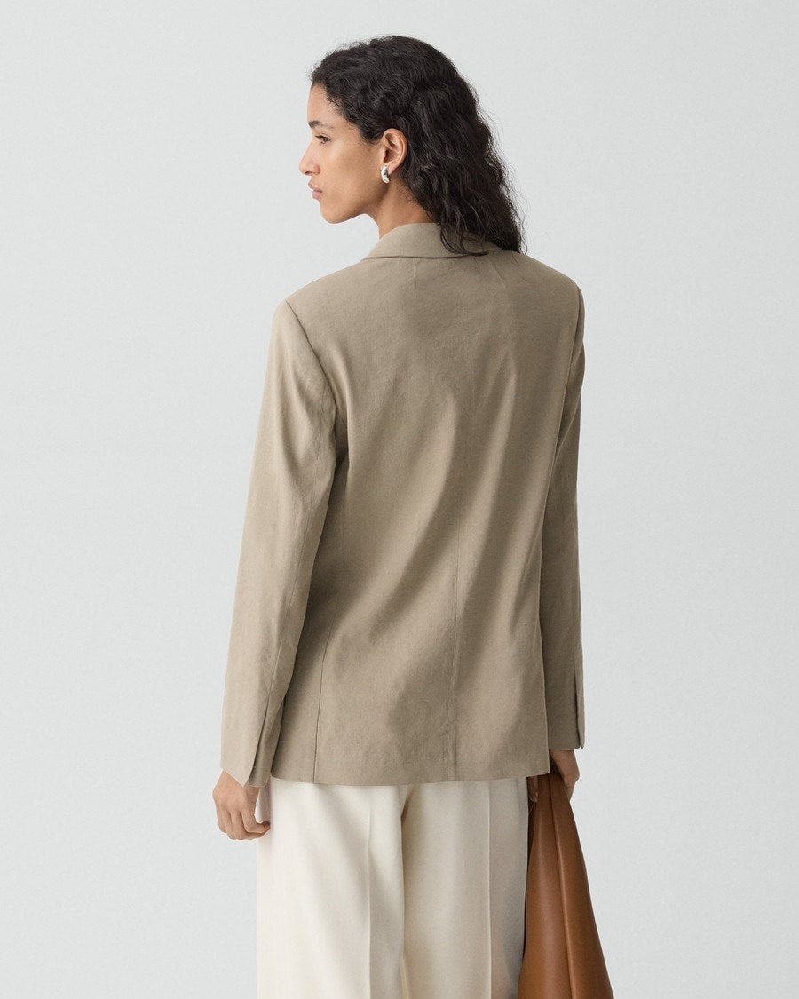 Vented Double-Breasted Blazer in Good Linen