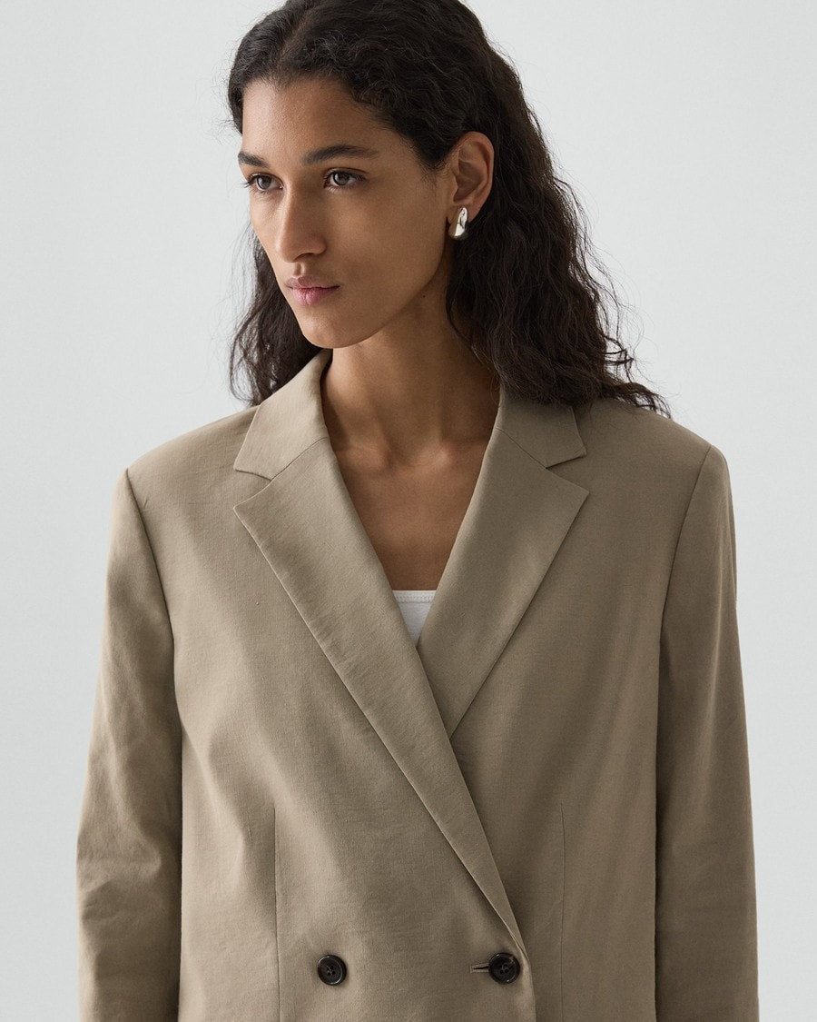 Vented Double-Breasted Blazer in Good Linen