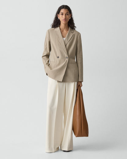 Vented Double-Breasted Blazer in Good Linen