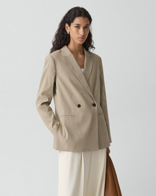 Vented Double-Breasted Blazer in Good Linen
